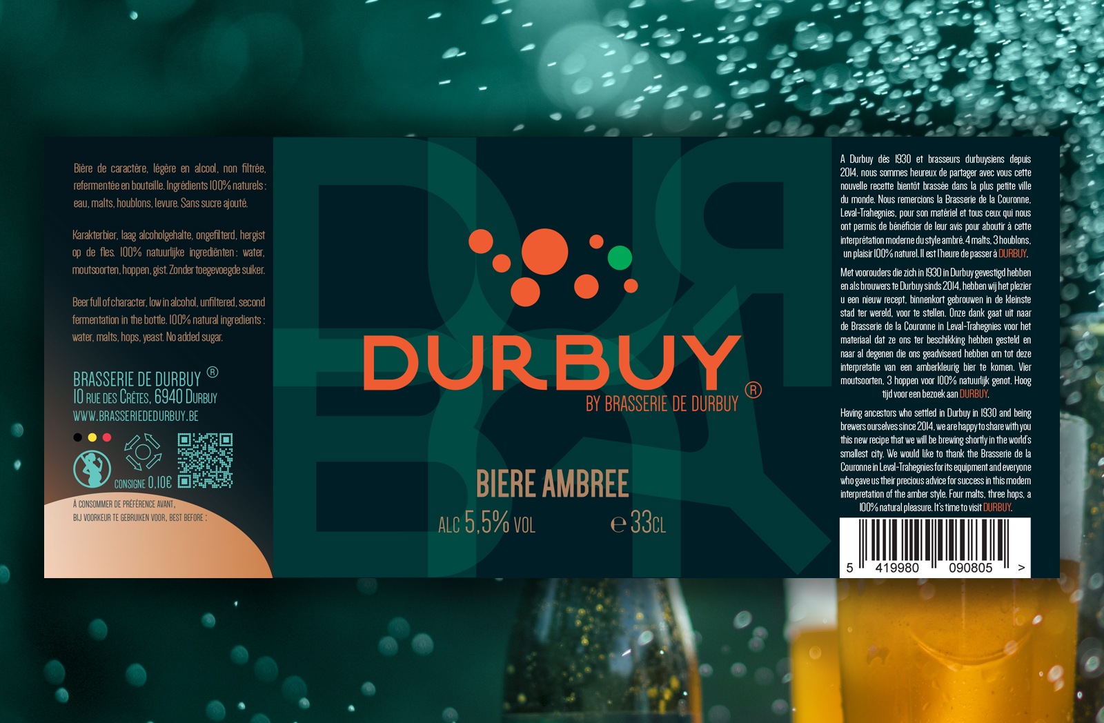 brasseriededurbuy.be vente en ligne Bières 33cl Durbuy Ambrée une-bière conviviale naturelle Etiquette 33cl